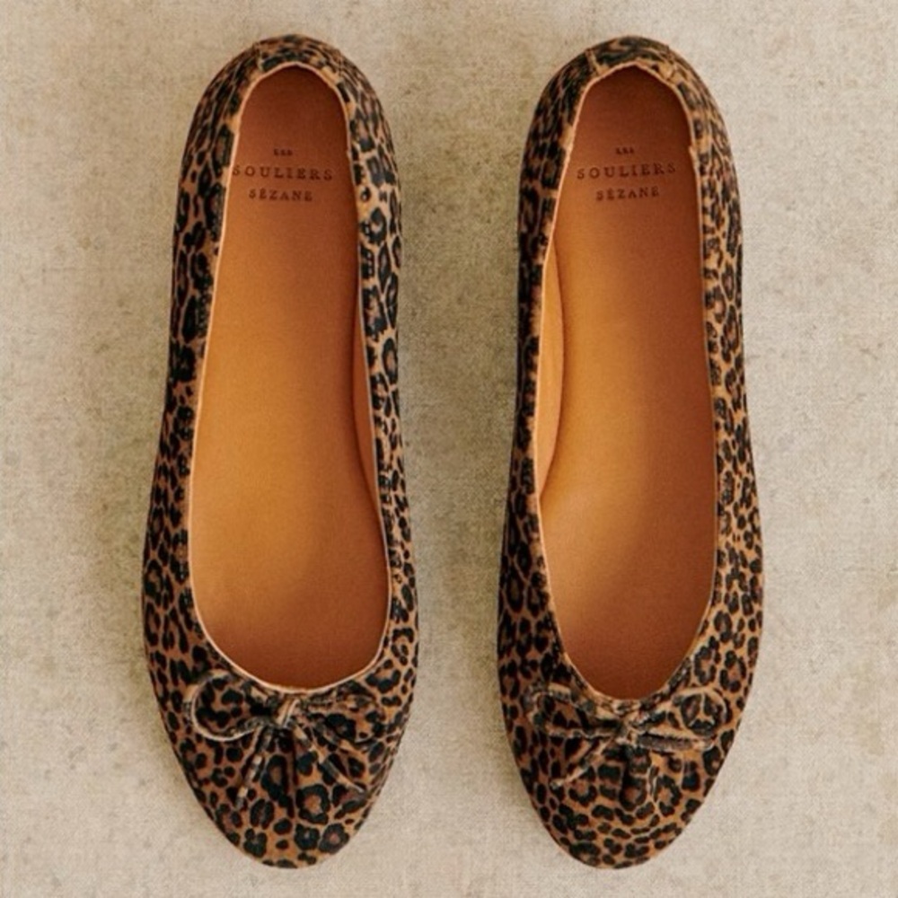Sézane Agathe Low Ballerinas in Leopard FR 36 / US 5 - Picture 5 of 12